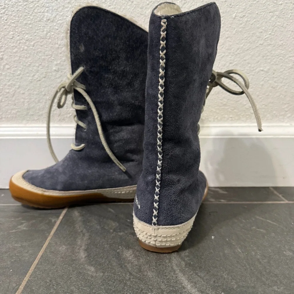 Patagonia Snow Boots Kids Sz 10 Heritage Blue Suede Lace Up Winter Outdoors Rare